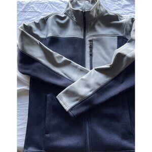 Swiss Tech Full Zip Neck Fleece Jacket Sweater Navy Pullover Mens sz small 34-36